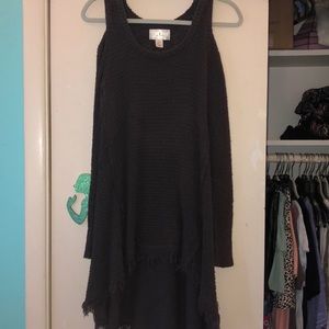 high low gray sweater